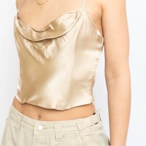 Zara Satin Cowl Neck Camisole in Gold